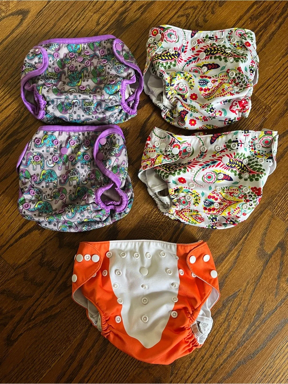 Alvababy Adjustable Reusable Diapers - Orange & Purple Floral Prints